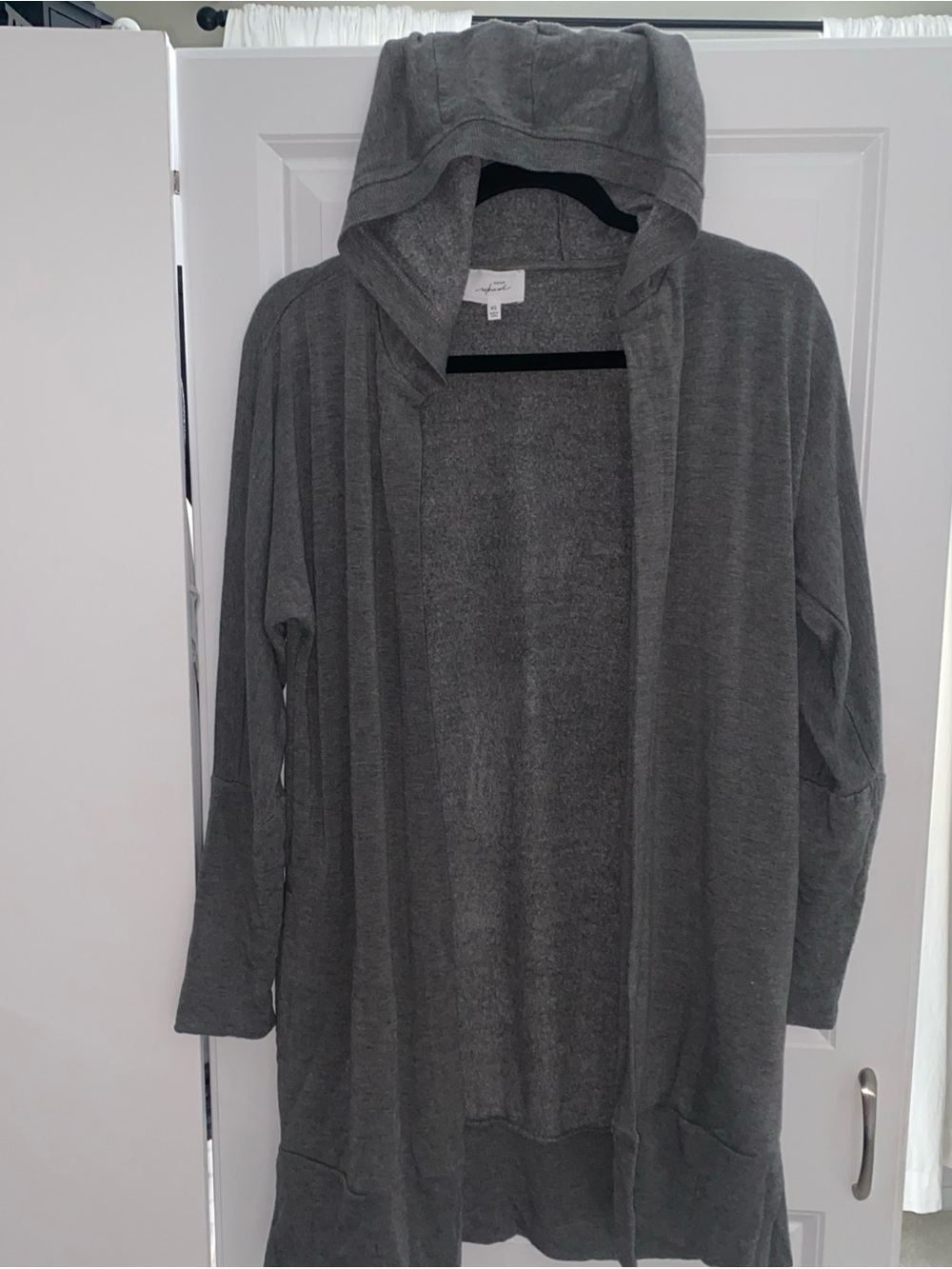 Soma Weekend Women’s  XS Gray Hooded Open Front Cardigan Longline Wrap